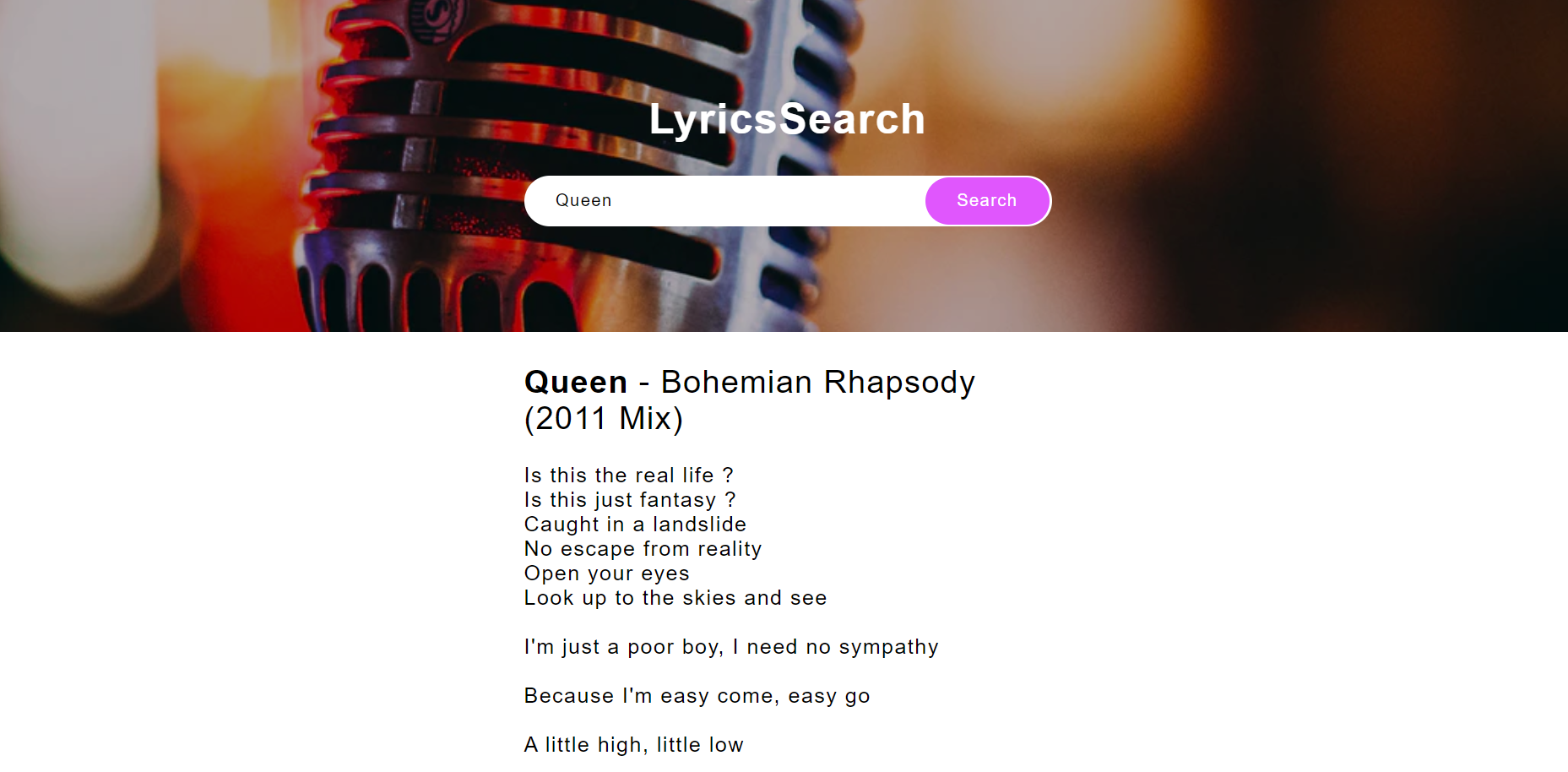 Lyrics search